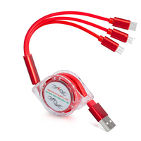Logo personnalisé rétractable 3 en 1 câble de rallonge USB chargeur multi mobile cadeau promotionnel câble bon marché