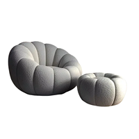 Fauteuil pivotant de style moderne, canapé paresseux confortable avec repose-pieds, pouf en tissu rembourré, canapé compressé en boîte