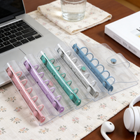 Hongyunda – Pochette spirale A7 à 6 anneaux en PVC transparent avec 6 clips colorés, idéale pour cartes et documents, avec fermeture éclair
