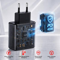 Chargeur 45w Type C ultra rapide pour téléphone, chargeurs 45w Slim 45watt GaN, adaptateur de voyage universel PD 45w, chargeur USB C