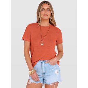 Camiseta de Verano para Mujer FOXA, Cuello Redondo, Manga Corta, Tejido Waffle, Informal, Transpirable, Básica, Blusa, Conjuntos de Primavera 2026 - Product Image 2