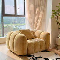 Canapé Crème Minimaliste de Designer, Capitonnage, pour Villa, Personnalisation de la Couleur, Compression avec Module à Blocs Droits, Tissu et Mousse