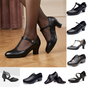 Chaussures de danse pour femmes, modèle T Teacher Character Dance, semelle en daim, talons pour danse latine, salsa et ballroom - Product Image 1