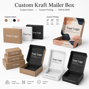 Custom Kraft Outside Black Interior Corrugated Mailer <b>Box</b> Custom White Logo Print <b>Foldable</b> Aircraft Shipping <b>Box</b> For Clothing - Product Image 3