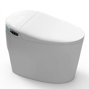 Toilette intelligente allongée de luxe 220V pour l'<span class=keywords><strong>Europe</strong></span>, avec chasse automatique, capteur de pied, couvercle rabattable, commande vocale et télécommande incluse - Product Image 6