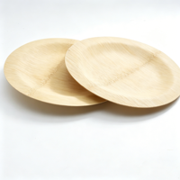Assiettes rondes en bambou naturel, réutilisables, jetables, écologiques, pour le camping