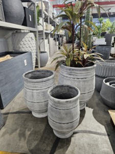 Juego de Macetas Modernas de Hormigón para Exteriores, Jardineras para Plantas y Flores, Estilo Minimalista con Patrón Circular - Product Image 6