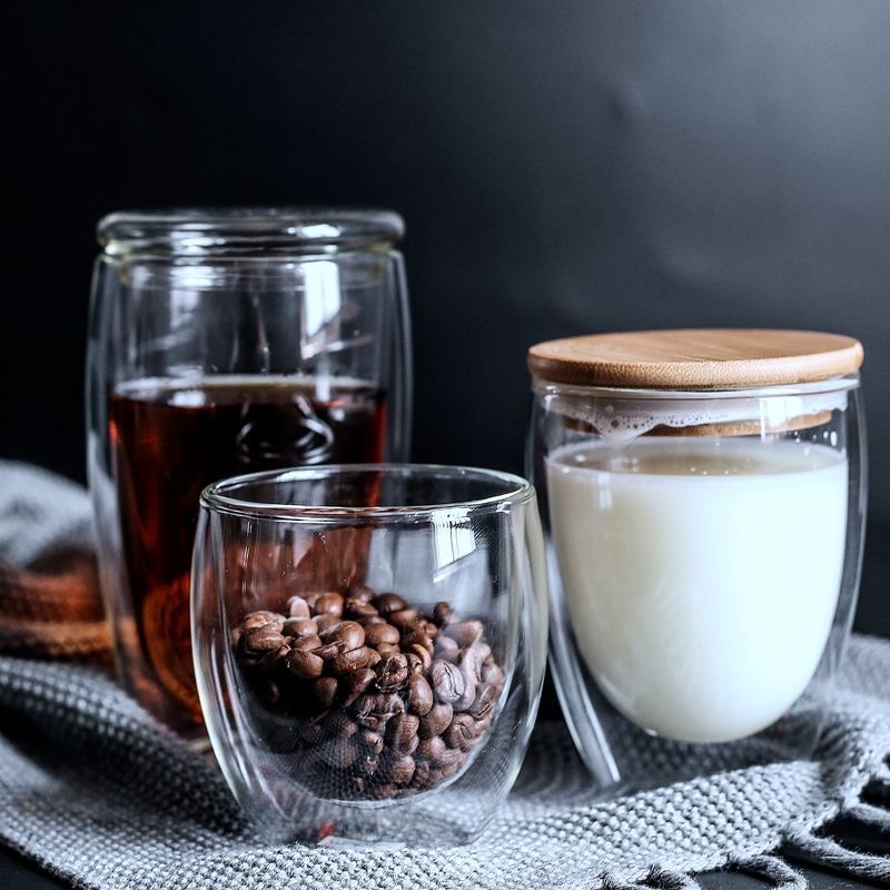 350ml borosilicate material double wall glass cup for coffee