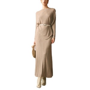 Spring Autumn Casual French Irregular Long Sleeve <strong>Viscose</strong> <strong>Top</strong> Women's Long Dress New Loose Slimming Simple Fashion Two-Piece Set - Product Image 5