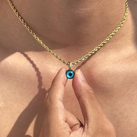Collier pendentif croix cœur en acier inoxydable et or 18 carats, motif œil bleu du diable, très populaire