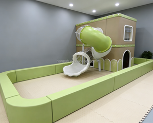 Equipo de Juegos Interior de Madera Natural Verde, Juego de Rol para Niños, Piscina de Pelotas Interactiva, Tobogán en Espiral, Juego Suave para Cafeterías, Centros Comerciales y Guarderías - Product Image 4