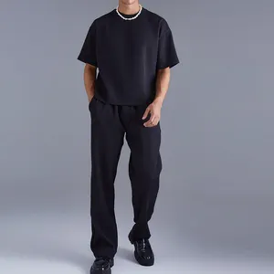 Streetwear d'été personnalisé de haute qualité pour hommes, t-shirts à la mode de couleur unie, t-shirt blanc plissé et décontracté, t-shirt Boxy épais et surdimensionné