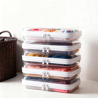 Vente en gros de boîtes de rangement transparentes pour vêtements de voyage de grande capacité, étui rigide transparent avec fermeture éclair