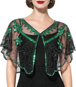 <span class=keywords><strong>Bolero</strong></span> de malla con lentejuelas blancas, azules y rojas de poliéster para mujer, ideal para bodas, fiestas, bailes o como chal tipo cárdigan. - Product Image 5