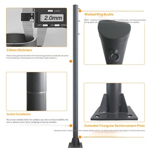 Palo per tenda da sole Z.S Lighting da esterno, 3 metri, in metallo zincato resistente, kit di supporto per tettoia piscina, palo per illuminazione a sezione divisa - Product Image 3