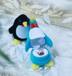 YUANQI Cute Solid Velvet <strong>Penguin</strong> Shape Bow Tie Installation Embossed Printing Children's Day Gifting <strong>Jewelry</strong> Packaging <strong>Box</strong> - Product Image 1