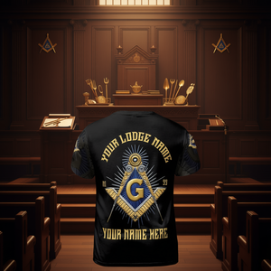 T-shirt massonica personalizzata nera con nome e numero della loggia - Product Image 3