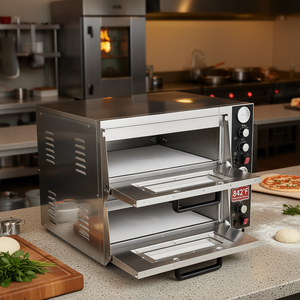 Horno eléctrico comercial de doble piso para pizzas de 18 pulgadas, para mostrador, con control independiente de temperatura superior e inferior. - Product Image 2