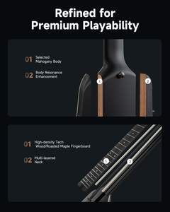 Kit Chitarra Elettrica Donner HUSH X <span class=keywords><strong>PRO</strong></span> - Chitarra da Viaggio Intelligente con Dozzine di Combinazioni Preimpostate, 7 Opzioni di Simulazione del Suono - Product Image 2