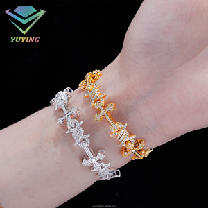 Hip Hop Fashion Gold Cross Links Cuban Chain 925 Sterling Silver VVS D Color Moissanite GRA Certificate Popular Design <b>Bracelet</b> - Product Image 4