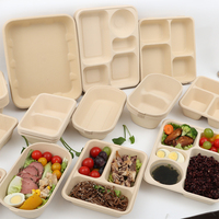 Cajas de Pulpa de Bambú 100% Degradables para Alimentos, Adecuadas para Llevar Comida, Aperitivos, Ensaladas y Alimentos para Fitness