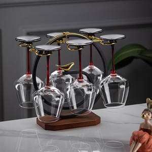 Support à Verres à Vin de Luxe avec Accents en Laiton, Capacité 5-9 Verres, Présentoir de Rangement Domestique, Style Simple, Cadre en Fil de Fer - Product Image 3