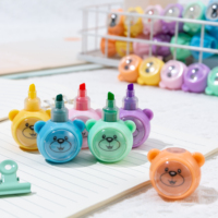 Joli dessin animé 6 pièces Mini stylos marqueurs à base d'eau ensemble cadeau promotionnel en plastique pour dessin d'enfants
