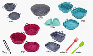 Revêtement en silicone de qualité alimentaire LFGB FDA pour friteuse à air, pliable, réutilisable, plateau de cuisson, panier de drainage d'huile, rond, logo personnalisé - Product Image 6