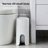 Poubelle à couvercle à pression esthétique, grande capacité, en plastique, pour la maison, la cuisine, la salle de bain, le salon, les toilettes
