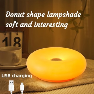Donut Shape Wimblu <strong>Touch</strong> Lamp Bauhaus Mid Century Modern <strong>Bedside</strong> Night <strong>Light</strong> 3 Color Dimmable Mood Lighting - Product Image 2