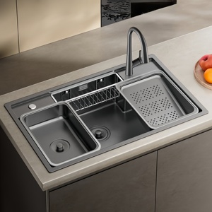 อ่างล้างจานครัวแบบอ่างเดี่ยวขนาดใหญ่ ผลิตด้วยมือ เคลือบนาโนอเนกประสงค์แบบหนาพิเศษ ปี 2026 สำหรับใช้ในบ้าน - Product Image 1