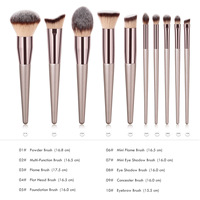 Haute qualité Faible QUANTITÉ MINIMALE DE COMMANDE Maquillage Pour Yeux Brosse Ensemble Prix Usine En Gros Or Champagne Conique Poignée 10 pièces Maquillage Brosse Ensemble De Luxe