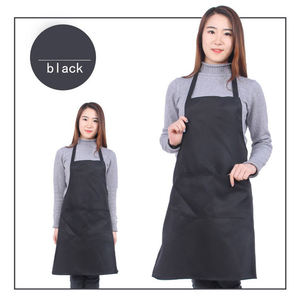 Custom Logo Printed 100% Organic Cotton Canvas Bib Chef <strong>Aprons</strong> <strong>Black</strong> Promotion Waterproof Polyester Two Pockets Kitchen Cooking - Product Image 3