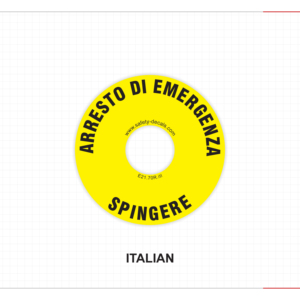 Etiqueta de Botón de Parada de Emergencia E21 Italiana, Resistente al Agua, a los Arañazos y al Calor, Adhesivo 3M, Calcomanía de Seguridad - Product Image 1