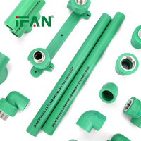 Raccords de plomberie PPR verts IFAN, adaptateur fileté en acier inoxydable SS304 pour ligne d'eau de bâtiment, raccords de plomberie PPR