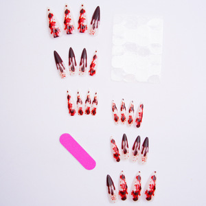 2025 Style chaud de haute qualité modèle de conception de groupe sanguin long pointu amovible presse sur les ongles pour <span class=keywords><strong>Halloween</strong></span> - Product Image 5