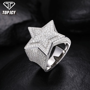 嘻哈时尚3D明星VVS D Moissanite戒指闪亮925纯银戒指结婚派对礼品订婚饰品 - Product Image 3
