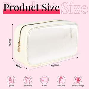 Bolsa de almacenamiento de organizador de maquillaje lindo de viaje de nailon transparente de PVC, bolsa de cremallera cosmética de muy buen gusto, monedero de viaje - Product Image 2