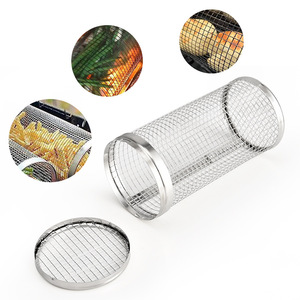 Panier de barbecue en acier inoxydable 20,3x9,5x9,5 cm, cage à fumée cylindrique portable avec couvercle pour grillades en extérieur - Product Image 5