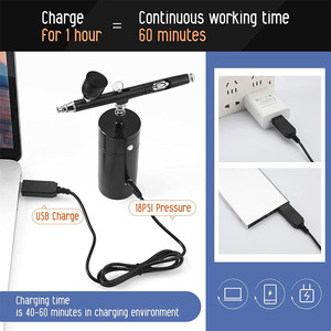Ensemble d'aérographes électriques avec pompe à air, rechargeable par USB, alimentation par gravité, vitesse réglable, pour travaux d'art, peinture de modèles - Product Image 3