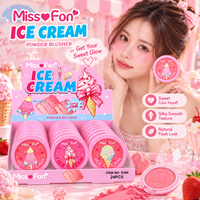 Fard à joues compact imprimé crème glacée dessin animé mignon, cosmétique naturel pour les joues