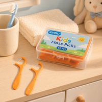 Fil dentaire pour enfants, design animalier de dessin animé, 50 pièces/boîte, logo personnalisé, bâtonnets de fil dentaire pour enfants dans un étui en plastique