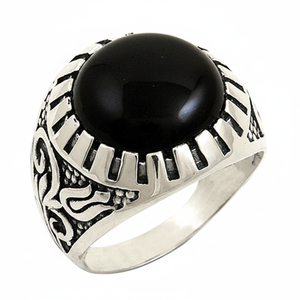 925K Sterling <b>Silver</b> Tulip Ottoman Onyx <b>Men</b> <b>Ring</b> - Product Image 2