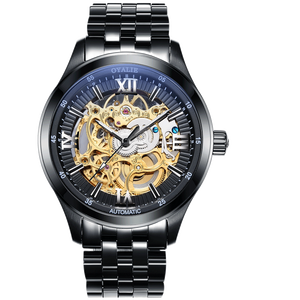 Reloj Mecánico Personalizado de Acero Inoxidable Dorado Hueco con Función Luminosa, Movimiento Miyota y Esfera con Indicadores - Product Image 1