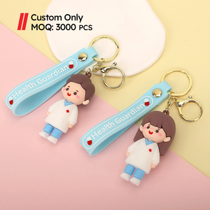 Porte-clés personnalisé en PVC et silicone, figurine mascotte 3D, poupée de dessin animé, breloque de sac, MOQ 3000 pièces, pour cadeau promotionnel - Product Image 1