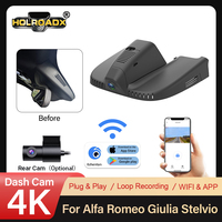Holroadx Caméra de tableau de bord WIFI 4K UHD avant/arrière avec vision nocturne, double objectif, Plug&Play, 64G, Alfa Romeo, 1 an