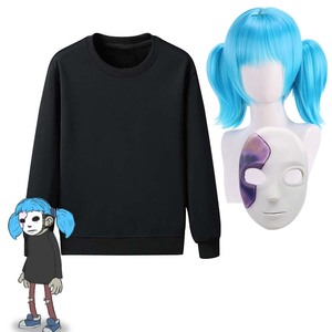 Costume complet de cosplay Sally Face pour adultes, sweat-shirt noir, masque, perruque, GAHC-033 - Product Image 1