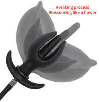 Plug anal gonflable en forme de bourgeon de fleur, en gel de silice liquide, étanche, taille réglable, matériau rassurant