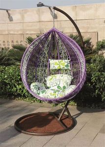 Spot Sale Double Egg-shaped Rattan Hanging Chair with Metal <strong>Frame</strong> Single Outdoor <strong>Hammock</strong>. - Product Image 4