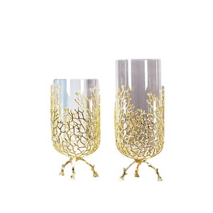 Decoración floral para el hogar de estilo chino, de aleación, con diseño de raíz de árbol y forma de red, de cristal dorado, con flores naturales en agua, para la entrada de vacaciones y el escritorio. - Product Image 5